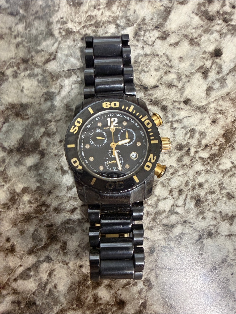 Swiss Legend Black and Gold Chronograph Bracelet Watch